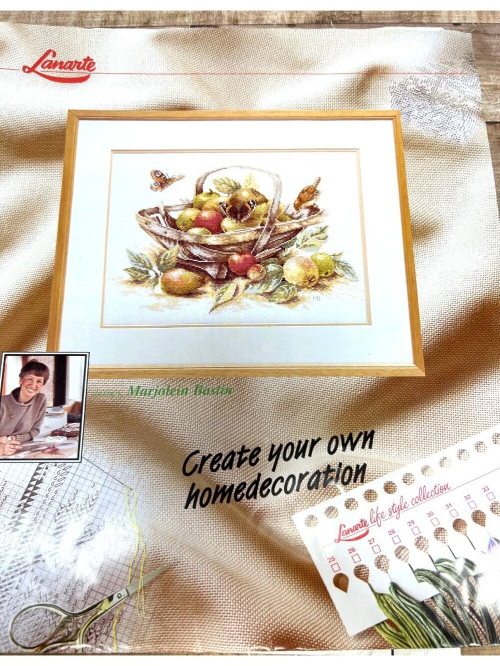 Lanarte Marjolein Bastin Cross Stitch Pattern Only Basket Of Fruit & Butterflies